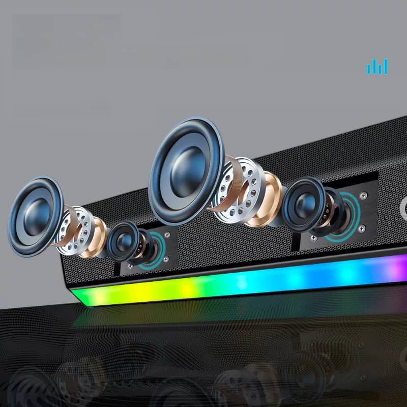 Barre de son - Sans fil - Lumière LED RVB - Son haute qualité - Films, Musique et Jeux