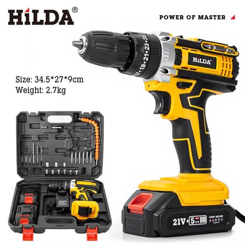 Perceuse-visseuse électrique sans fil 21V, comprend 2 batteries
