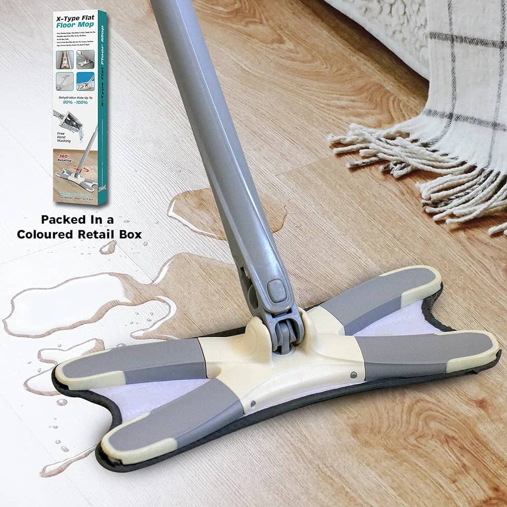 Serpillère plate en microfibre de type X - Facile à installer, légère et pratique
