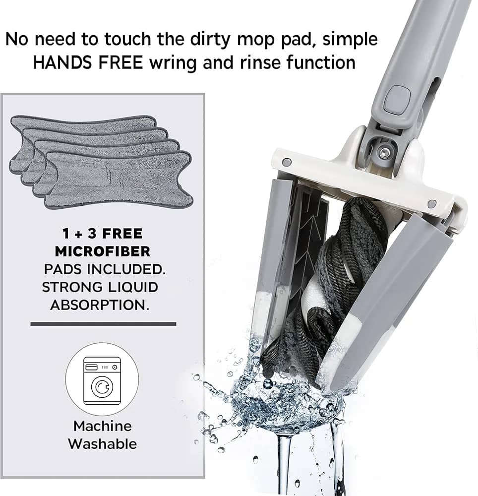 Serpillère plate en microfibre de type X - Facile à installer, légère et pratique