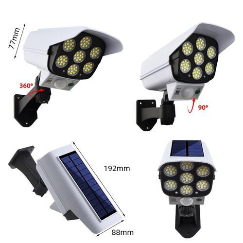 Mythco Lampe Murale Solaire à Caméra Avec Capteur De Mouvement 77 LED IP65