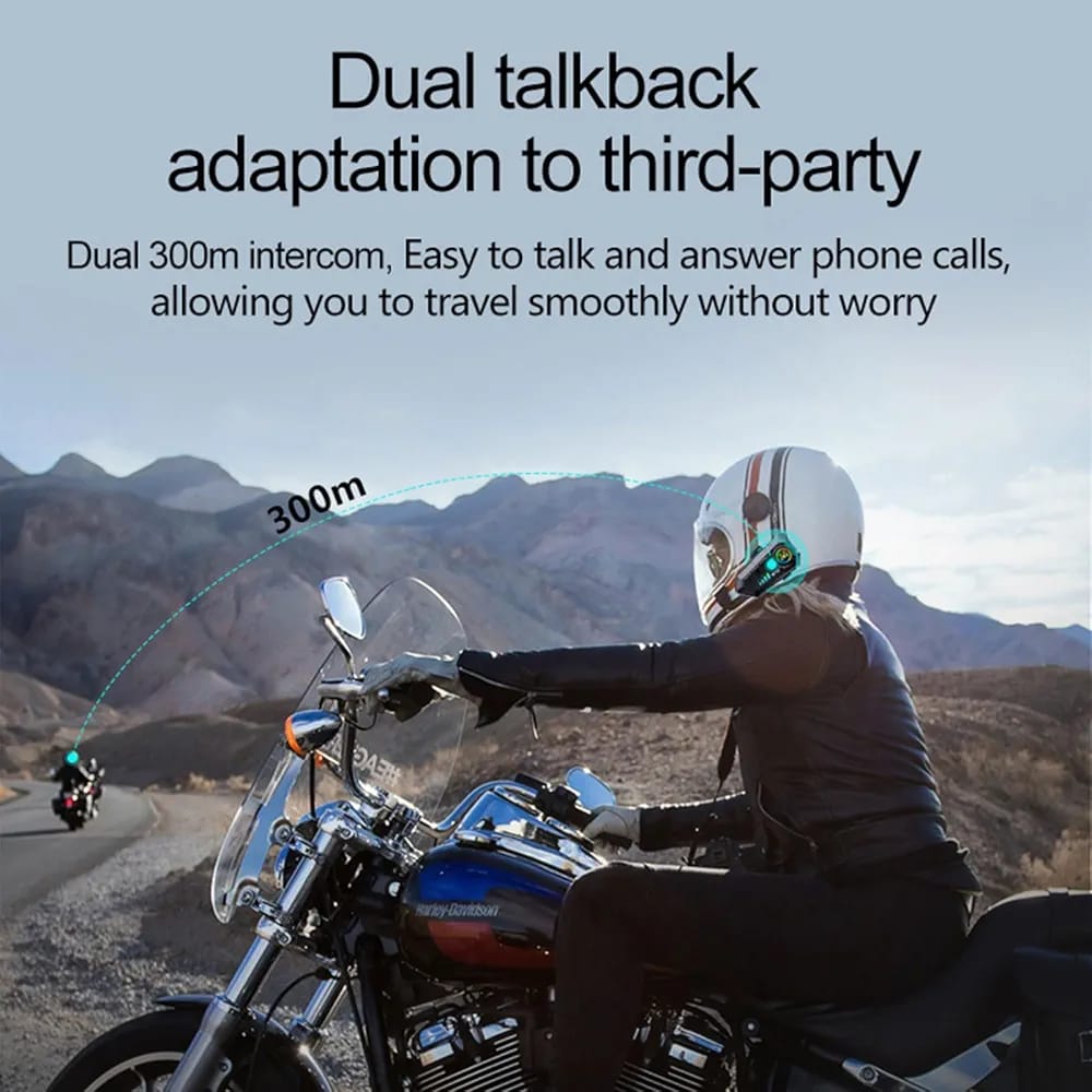 ntercom & Casque Bluetooth 5.3 pour Moto - Audio HiFi HD, Réduction de Bruit
