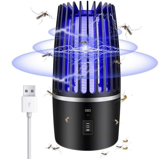 Lampe Anti-moustique UV à Choc électrique USB, Trappeur Anti-mouches Intérieur/extérieur- Moustique