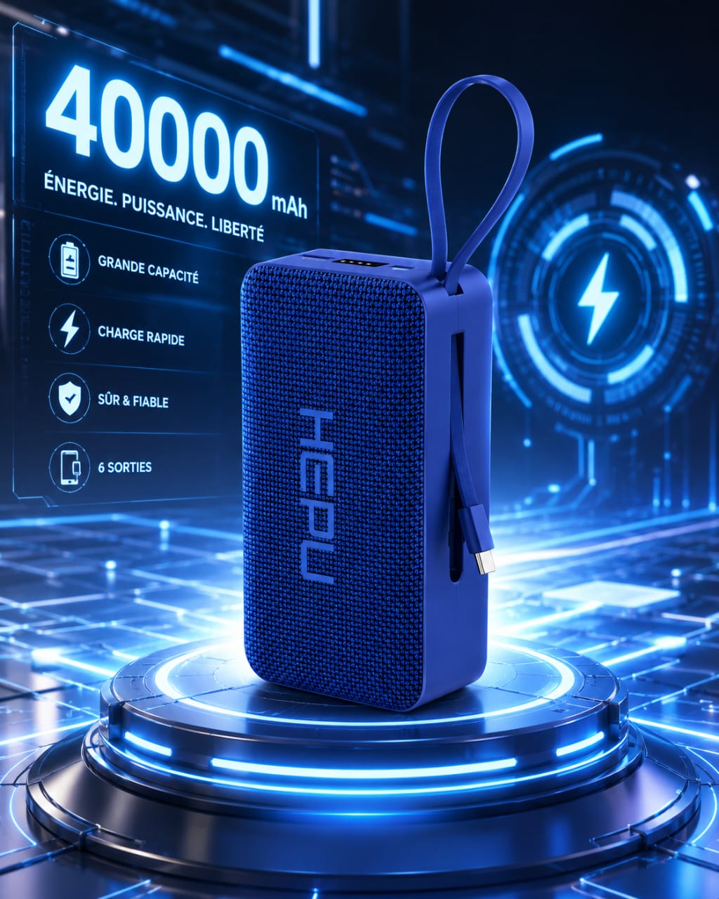 Powerbank HEPU 40 000 mAh – Charge Rapide Portable