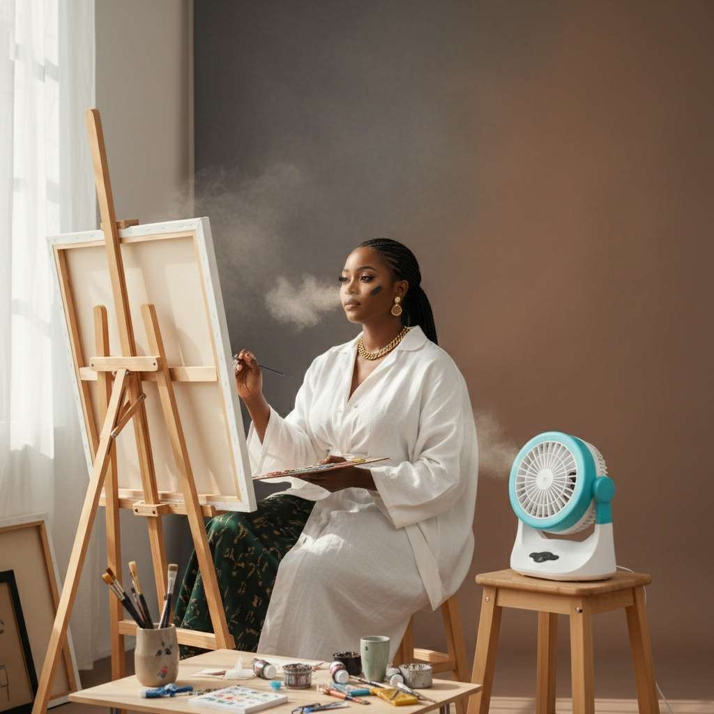 Ventilateur Brumisateur de Bureau JY-102 – Rafraîchisseur d’Air 3-en-1 avec LED