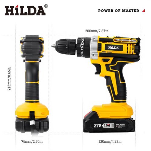 Perceuse-visseuse électrique sans fil 21V, comprend 2 batteries