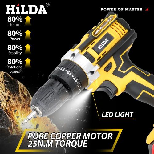 Perceuse-visseuse électrique sans fil 21V, comprend 2 batteries