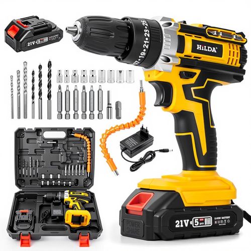 Perceuse-visseuse électrique sans fil 21V, comprend 2 batteries