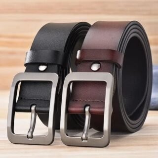 Ensemble 2Ceintures Hommes Double Faces En Cuir Simili - Noir-marron