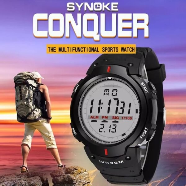 Synoke Montre Numérique étanche A L'eau- Noir – Image 2