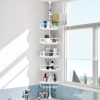 Étagère D'Angle Salle De Bain 280 Cm - Blanc/Argent