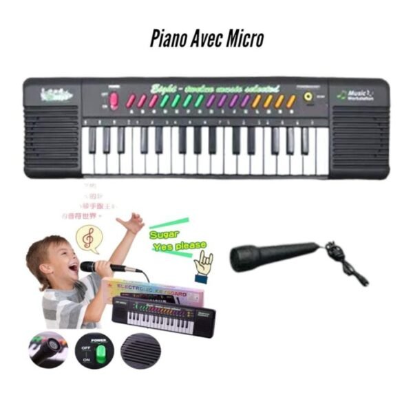 Piano Électronique Avec Micro - Noir – Image 2
